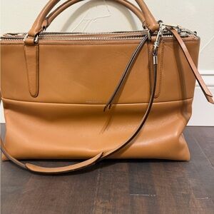 Coach Borough London Tan Leather Satchel with Zip-Top